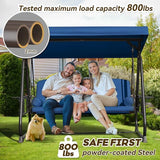 3 in 1 Outdoor Porch Swing with Adjustable Canopy, 3 Seat Outdoor Swing for Adults - Photo 2