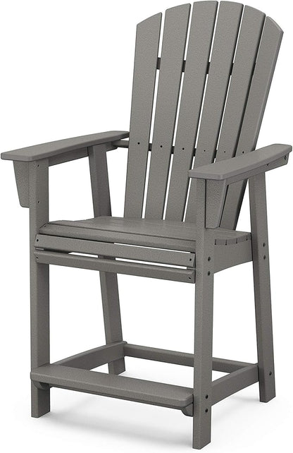 POLYWOOD® Nautical Curveback Adirondack Counter Chair in Slate Grey
