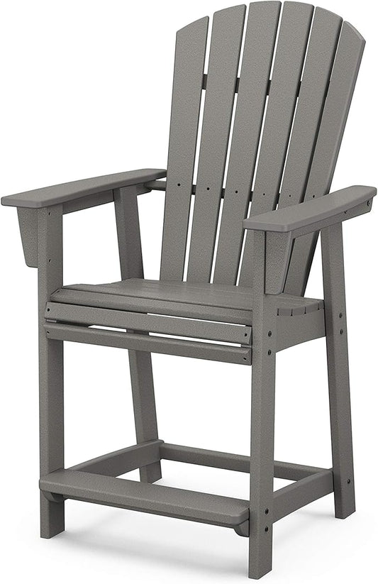 POLYWOOD® Nautical Curveback Adirondack Counter Chair in Slate Grey