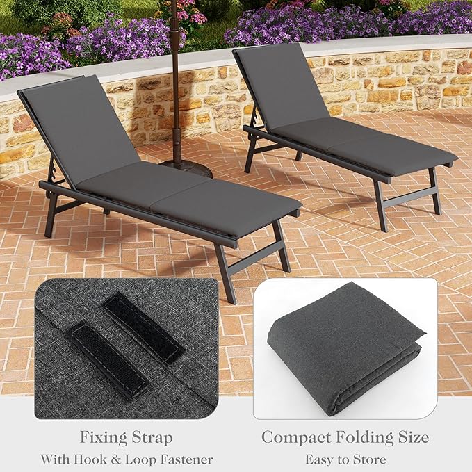 HAPPYGRILL Outdoor Chaise Lounge Chair Rattan Recliner Lounger with Removable Cushion & 3-Level Adjustable Backrest - Photo 9