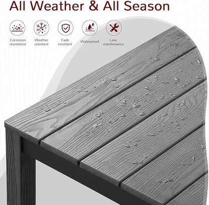 Stoog All-Weather Patio Dining Table for 4, HIPS & Aluminum Frame Outdoor Dining Table with Umbrella Hole, for Garden, Backyard and Lawn, Grey