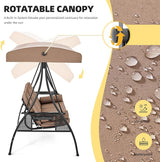 HOMREST 3 Seat Outdoor Porch Swing with 1.5" Deepened Cup Holder, Adjustable Canopy, Patio Swing Bed with Stand - Photo 2