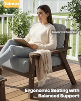 HDPE Patio Furniture Set with Cantilever Umbrella, Outdoor Couch with Washable Thick Gray Cushions & Tables - Photo 8