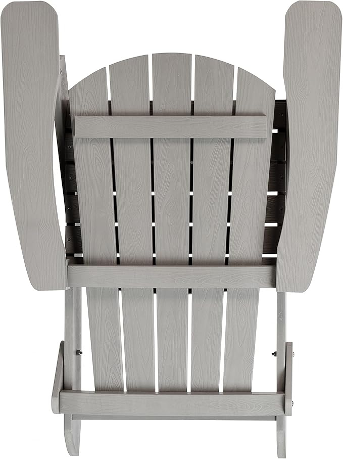 Flash Furniture Charlestown Commercial Folding Adirondack Chair - Gray - Poly Resin - Indoor/Outdoor - Weather Resistant