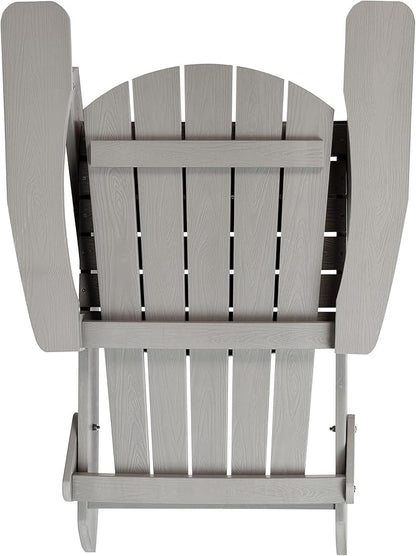 Flash Furniture Charlestown Folding Adirondack Chair - Gray - Poly Resin - Indoor/Outdoor - Weather Resistant - Set of 4