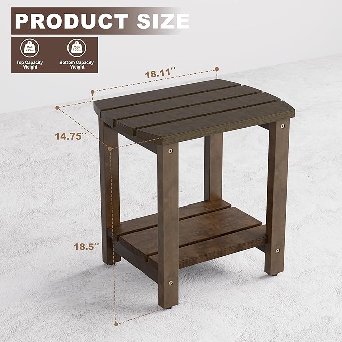 Adirondack Side Table, Double Outdoor Side Tables 18" Solid End Tables - Photo 3