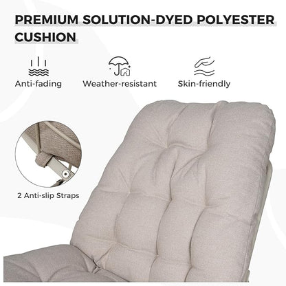 Grand patio Outdoor Chair with Cushion, Modern Metal Outdoor Lounge Chair for Patio Porch Deck Garden, Weather Resistant and Easy to Maintain, Beige