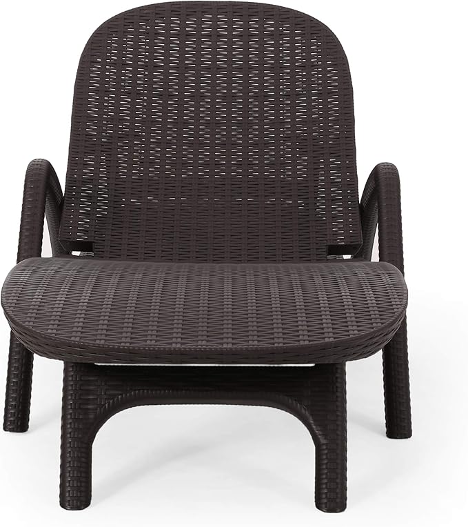 Christopher Knight Home Blanche Outdoor Faux Wicker Chaise Lounges (Set of 2), Dark Brown