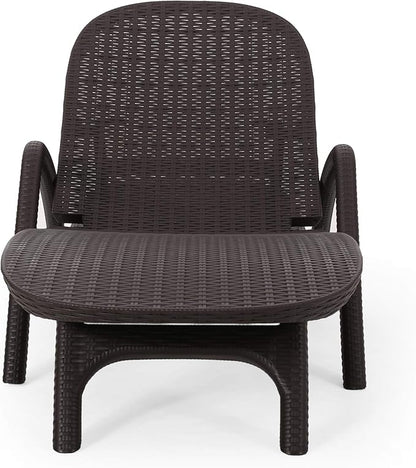 Christopher Knight Home Blanche Outdoor Faux Wicker Chaise Lounges (Set of 2), Dark Brown