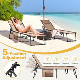Yaheetech 22.4" Outdoor Folding Tanning Chair, Chaise Lounge Chairs with 5 Back Position Adjustable - Photo 5