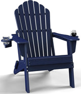 Plawdlik [2026 Upgraded Folding Adirondack Chair, 37.8" Extra High Back & 20.3" Wide Seat with Dual Cup Holders - Photo 1