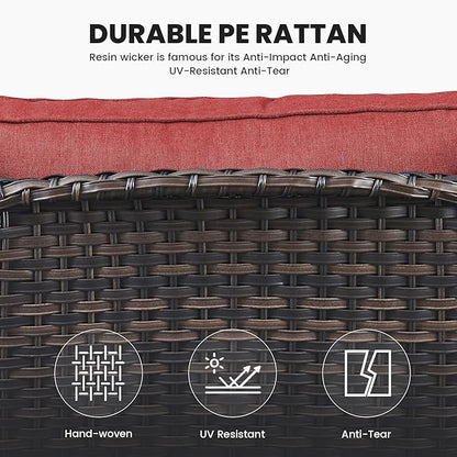 Belord Outdoor Wicker Furniture 5 Pieces Patio Furniture Sofa Set Patio Wicker Chairs with Ottomans Conversation Set for Porch Garden Deck Balcony Poolside