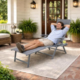 Kozyard Aluminum Outdoor Chaise Lounge Chair, Adjustable Reclining Patio Lounge with Drink Holder - Photo 7