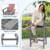 Tangkula Outdoor Tall Adirondack Chair 30 Inches Seat Height, HDPE Bar Height Patio Chair with High Backrest - Photo 7