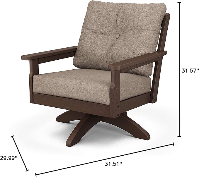 POLYWOOD® Vineyard Deep Seating Swivel Chair in Mahogany/Spiced Burlap - Photo 2