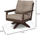 POLYWOOD® Vineyard Deep Seating Swivel Chair in Mahogany/Spiced Burlap - Photo 2