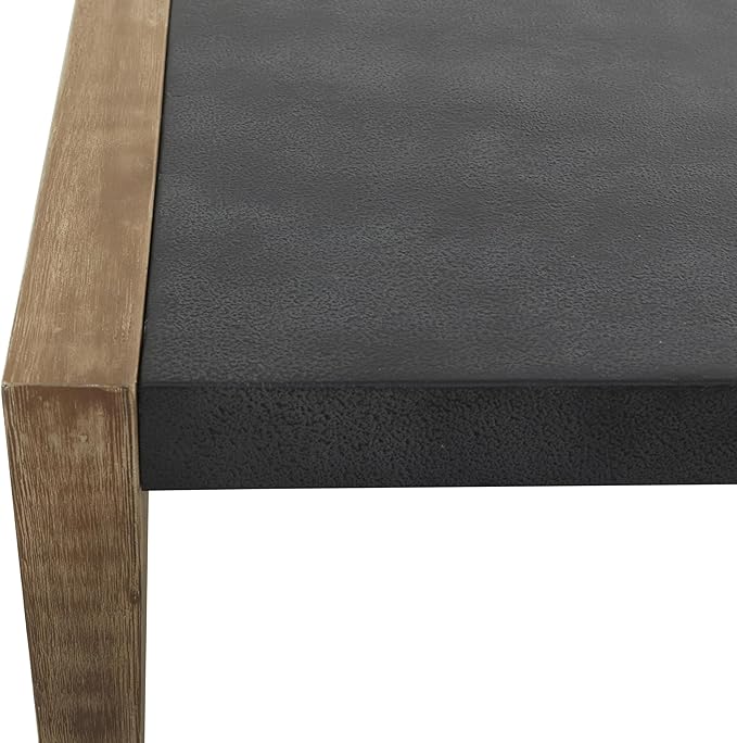 Deco 79 Wood Outdoor Coffee Table with Wood Legs, 44" x 24" x 17", Dark Gray