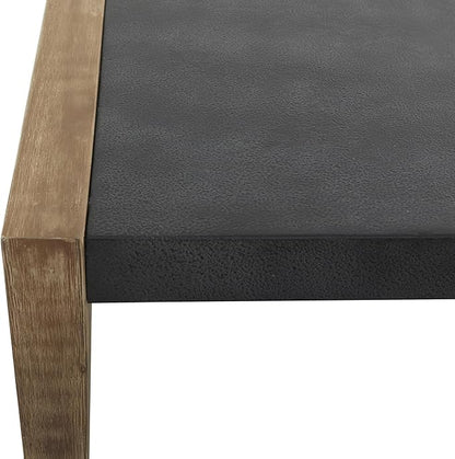 Deco 79 Wood Outdoor Coffee Table with Wood Legs, 44" x 24" x 17", Dark Gray