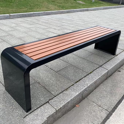 Metal Garden Bench, Patio Benches for Outdoors, Outside Backless Park Bench, 2-3 Seater Front Porch Benches, for Balcony, Park, Lounge(Black,150cm/59in)