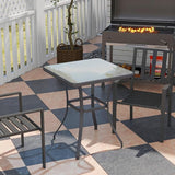 Outsunny 27" Square Bistro Table Garden Dining Table Outdoor Tempered Glass Table - Photo 2