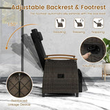 HAPPYGRILL Outdoor Rattan Wicker Chaise Lounge Recliner Chair with Adjustable Backrest & Footrest - Photo 9