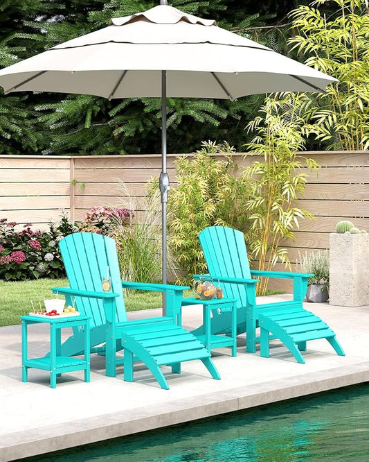 BRIOPAWS Adirondack-Chairs-Set of 4 | Fire Pit Chair | Oversized | HDPE Plastic | Weather Resistant | for Deck Outdoor Poolside Campfire | Aqua