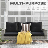 DWVO 3-Seats Wicker Hanging Porch Swing Chair Outdoor Gray Rattan Patio Swing Lounge 3 Back Cushions Capacity for Garden - Photo 3
