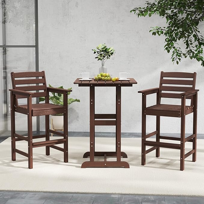 Tangkula Patio Adirondack Chairs Set of 4, HDPE Bar Height Chair with Wide Armrests & Footrest - Photo 5