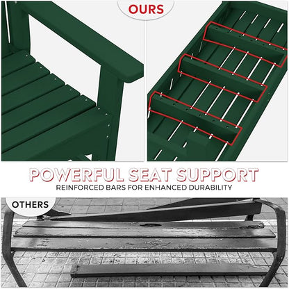 Costaelm Garden Bench, Farmhouse Park Front Porch for Entryway Bench Outdoor Seating Low Bench Patio Bench Outside/Indoor, Dark Green