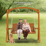 VINGLI XL Size Patio Wooden Porch Swing Outdoor with Cup Holders & Phone Slots - Photo 7
