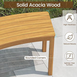 Tangkula Acacia Wood Outdoor Curved Bench Set of 4, Patio Garden Backless Fire Pit Bench with 1600 lbs Weight Capacity - Photo 6