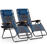 PHI VILLA XXL Oversized Padded Zero Gravity Chair Set of 2, Foldable Patio Recliner - Photo 1