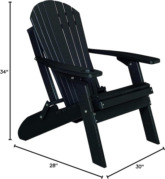 Furniture Barn USA Poly Folding Adirondack Chair, Black