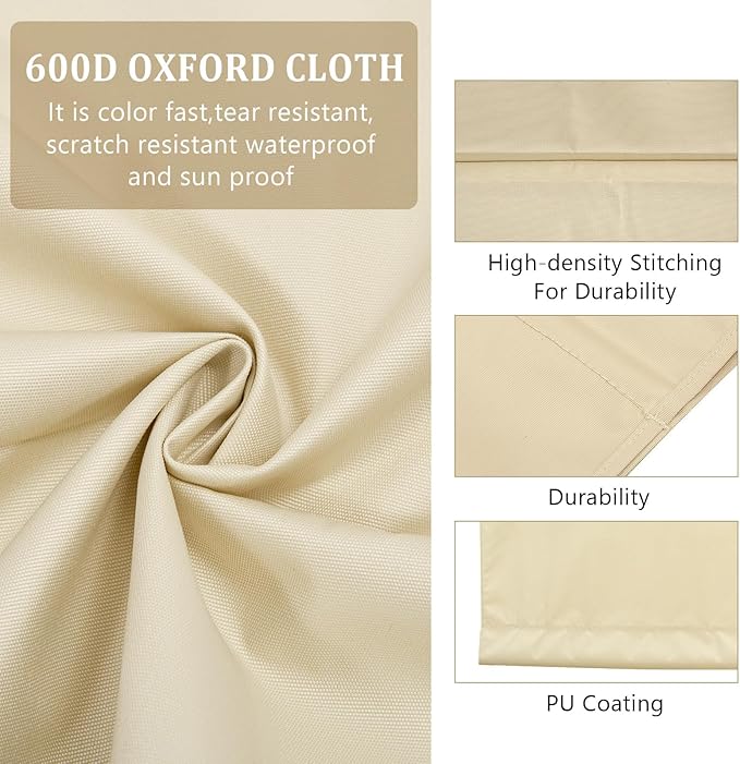 Outdoor Porch Patio Swing Seat Cover, 600D Thickened Oxford Waterproof Swing Cushion Protection Covers Replacement for Outdoors Garden Yard Furniture Chairs (Beige,54.3"x19.7"x19.7")