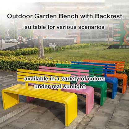 Gtzly Metal Garden Bench, Outdoor Galvanized Steel Garden Bench, Slatted Design with Backrest Patio Benches Patio Bench for Porch Garden Lawn Backyard Park Balcony(Pink,120 * 40 * 80 cm)