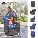 Patio Loveseat Glider Set, Resin Wicker Loveseat Glider with 4 Swivel Patio Chiars Coffee Table 2 Side Table, 8 Piece - Photo 3
