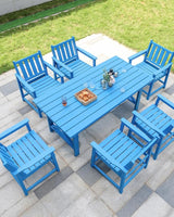 7 Pieces HDPE Outdoor Dining Set, Patio Dining Set with Umbrella Hole, All Weather Outdoor Dining Table Sets for 6 - Photo 2