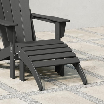 WestinTrends Outdoor Patio Adirondack Ottoman Foot Rest, All Weather Poly Lumber Foot Stool for Adirondack Chair, Widely Used for Outside Porch Pool Lawn Backyard, Gray