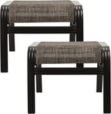 Outdoor Patio Foot Rest Ottoman Seat Textilene Portable Metal Footstool Portable Patio Chairs 2 Set Brown - Photo 1
