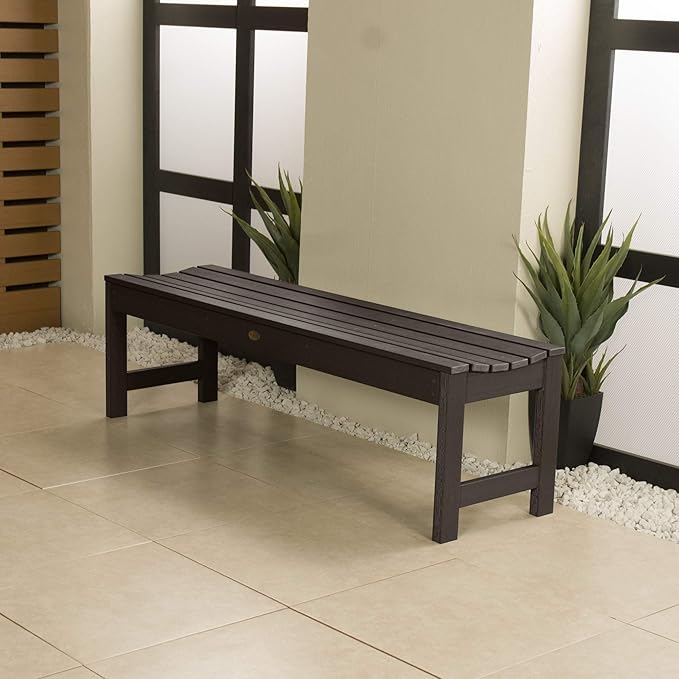 highwood Lehigh Picnic Garden Bench, 5 feet, Weathered Acorn