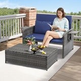 VINGLI Patio Daybed, Wicker Outdoor Daybed with Storage Ottoman & 5-Level Adjustable Backrest - Photo 9
