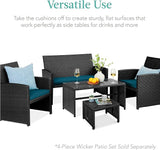 Best Choice Products Set of 2 Wicker Ottomans, Multipurpose Outdoor Furniture for Patio, Backyard, Additional Seating - Photo 4
