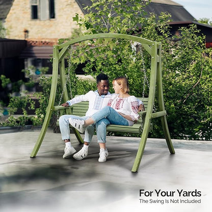 VINGLI 5FT Porch Swing Frame, 1000LBS Heavy Duty A-Frame Wooden Porch Swing Stand with Curved Arc Top, Large Swing Hanger for Garden, Patio, Backyard & Indoor, Green