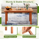 HAPPYGRILL Outdoor Wooden Coffee Table Patio Solid Wood Center Table with Slatted Tabletop - Photo 6