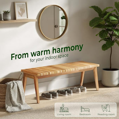 Melino Convertible Slat Bench, 3-in-1 Bench to Table to Chair, FSC Acacia Solid Wood for Indoor Outdoor - Patio, Entryway, Living Room, Guest Room - Easy Assembly, 47 Inch