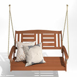 Furinno TIOMAN Porch Swing, 2-Seater Outdoor Hanging Wooden Swing with Chain in Teak Oil, for Patio, Garden, Porch - Photo 4