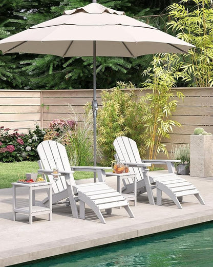 BRIOPAWS Folding-Adirondack-Chairs Set of 2 | HDPE | Fire Pit Chair | Cup Holder | Weather Resistance | White | for Outdoor Backyard Deck Patio