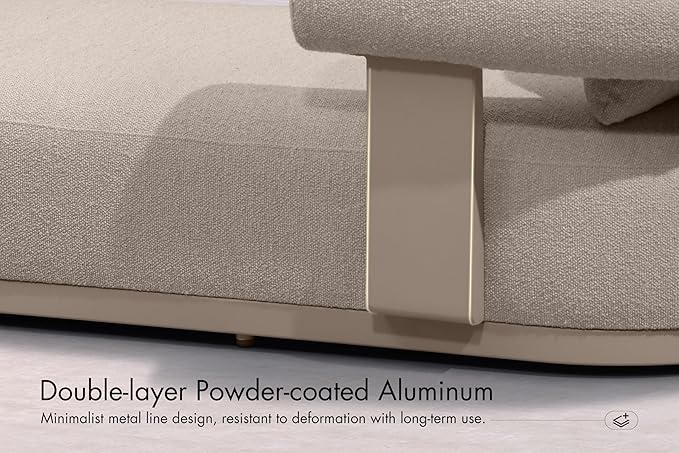 PURPLE LEAF Outdoor Chaise Lounge Set of 3 Chair Modern Aluminum Lounger Daybed with Lumbar Pillow and Armrest for Patio Poolside Beach Sunbathing Deck, Champagne