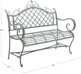 SAFAVIEH Outdoor Collection Abner Victorian Antique Dark Green Wrought Iron 46-inch Wide Garden Bench - Photo 3