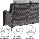 Belord 5 Piece Wicker Patio Furniture Set, Outdoor Swivel Rocker Chairs Set of 2 with Ottomans and 3 Seater Sofa - Photo 7
